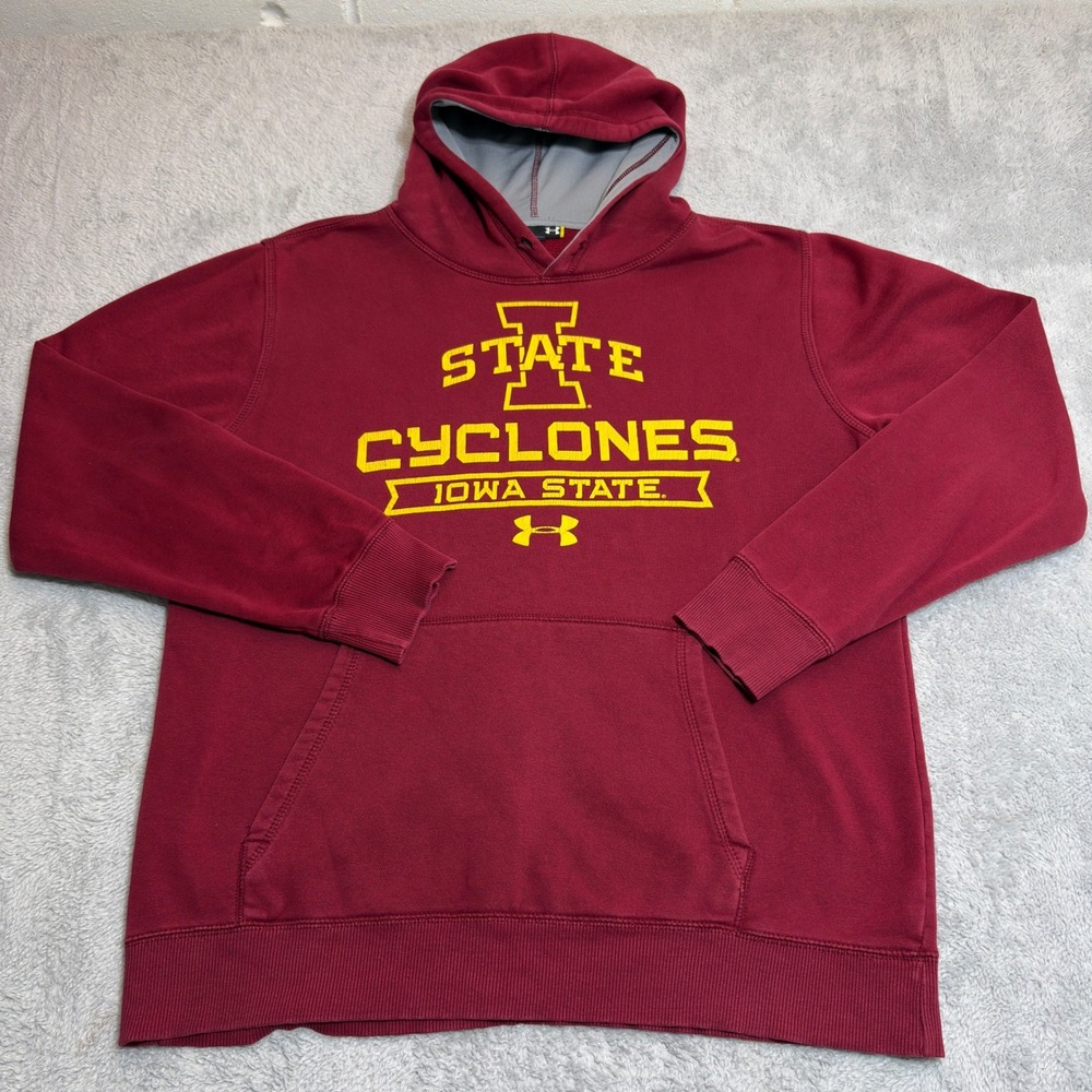 Under Armour Hoodie Mens Medium Maroon Iowa State Cyclones Loose Fit Pullover